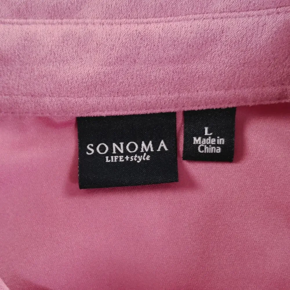 Sonoma Life + Style Women's Pink Faux Suede Zip Front Jacket Large